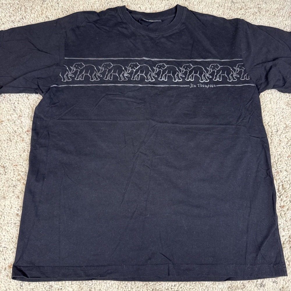 Jim‎ Thompson Elephant Graphic T-Shirt Black Men's Medium Crew Neck Short Sleeve